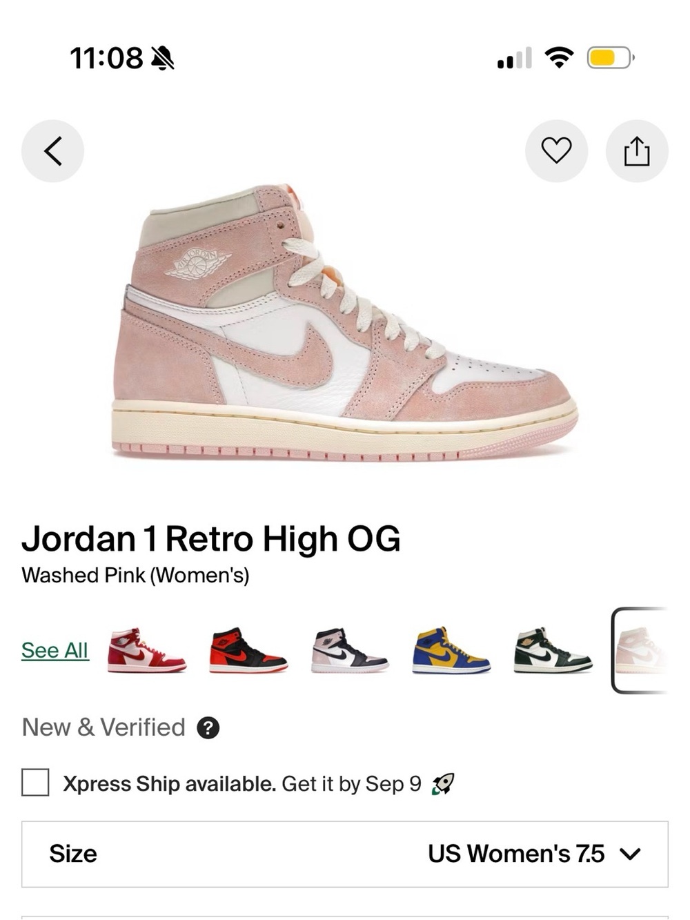 Jordan 1 Retro High OG Pink and White Women's Sneaker with Box
